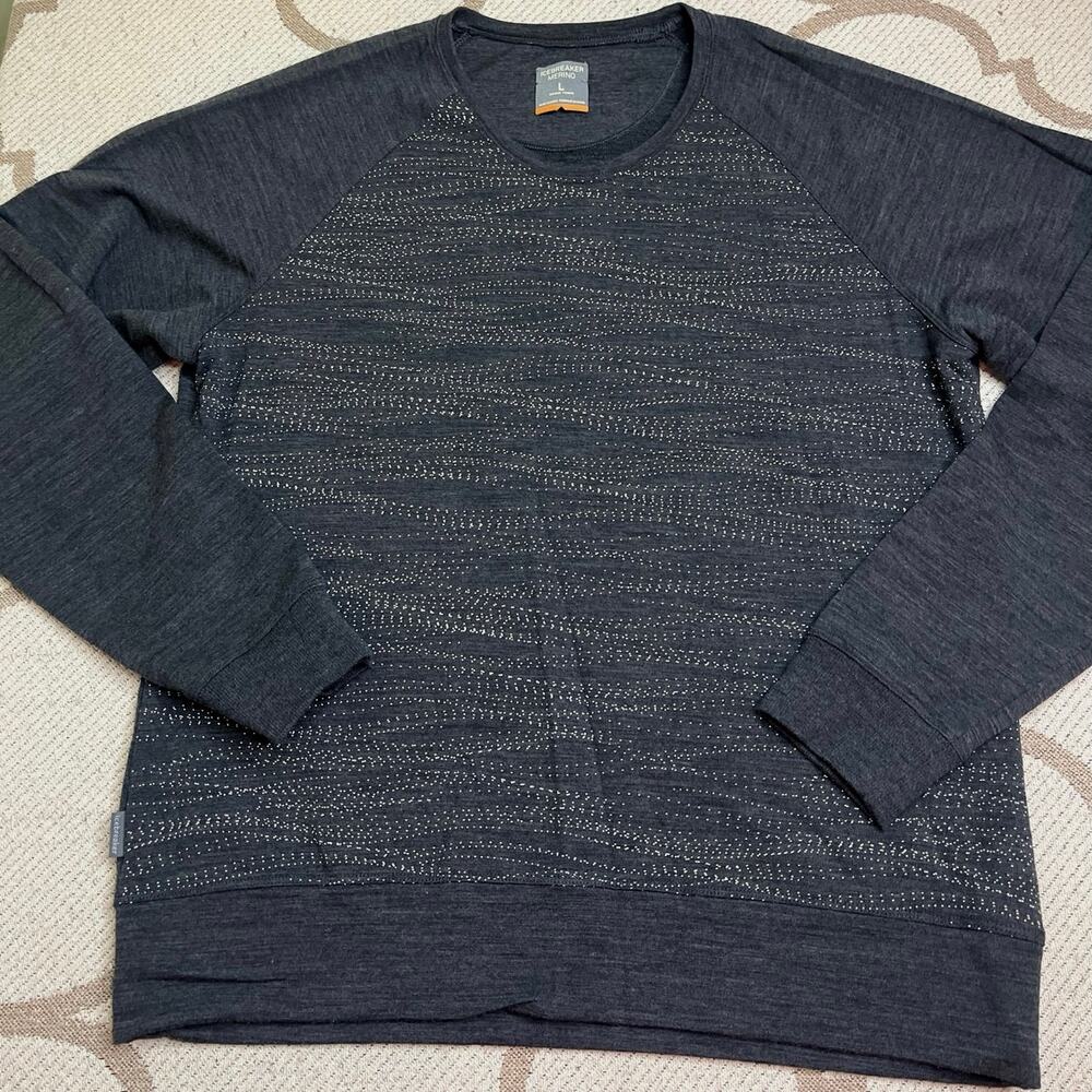Icebreaker Merino Wool 200 Long Sleeve Gray Base Layer Shirt Size Large